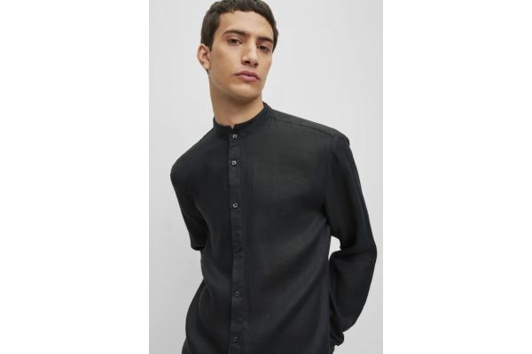 Men's Black Linen Elvory Shirt HUGO 50490740-001