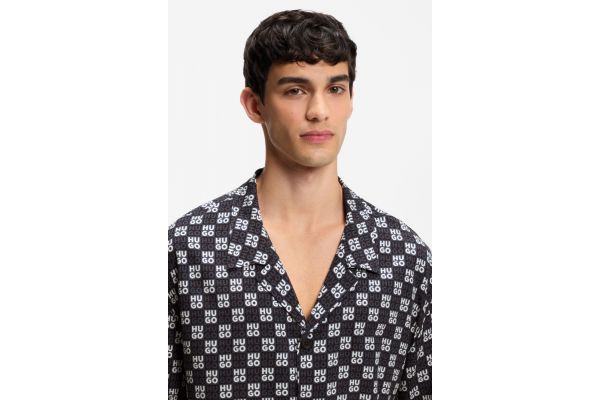 Men's Navy Blue Relaxed Beach Shirt HUGO 50540065-411