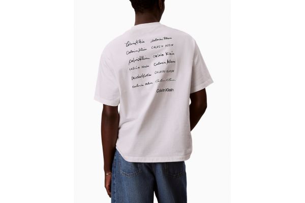 Men's White 16s April Graphic Seasonal Fashion Tee Calvin Klein LV04RE828G-YAF