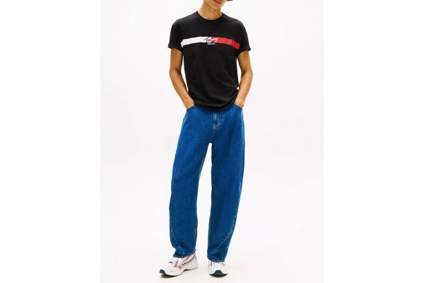 Men's Black Tjm Reg Signature Stripe T Ext Tommy Jeans DM0DM22539-BDS