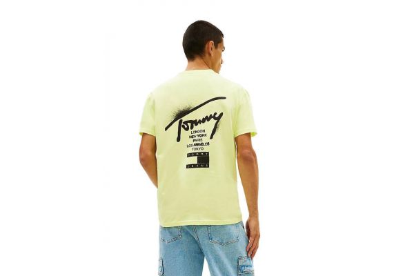 Men's Faded Lime Tjm Reg City Sign Ss Tee Ext Tommy Jeans DM0DM22553-LT3