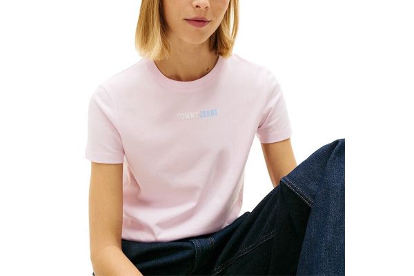 Women's Light Pink Tjw Reg Essential Logo 2 Tee Ext Tommy Jeans DW0DW22277-TN9