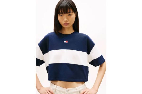 Women's Navy Blue Tjw Cblk Badge Tee Tommy Jeans DW0DW18706-C1G
