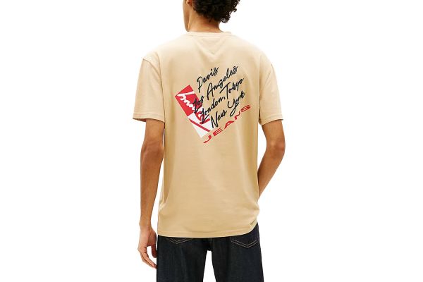 Men's Beige Tjm Reg Sign Shift Ss Tee Ext Tommy Jeans DM0DM22533-AB9