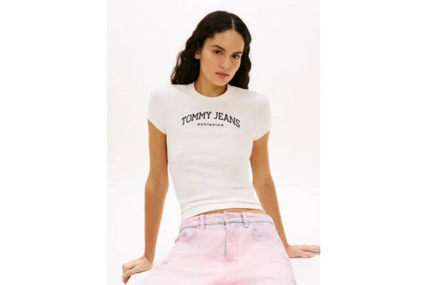 Women's Off White Tjw Slim Varsity Ss Tee Tommy Jeans DW0DW22302-YBH