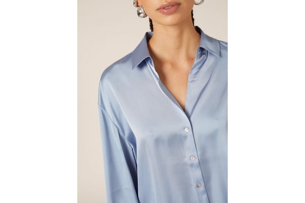 Women's Light Blue Satin Shirt Alcott CF1969DO-AZZURO