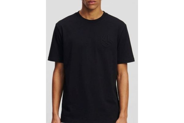 Men's Black Klj Reg Ss Embossed Tee Karl Lagerfeld Jeans B2M17049-999 BLACK