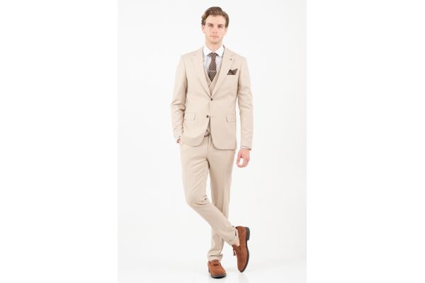 Men's Beige Cross Vest Suit Vittorio PALERE-FANCO