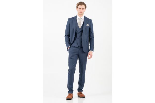 Men's Navy Blue Cross Vest Suit Vittorio PALERE-BLUE