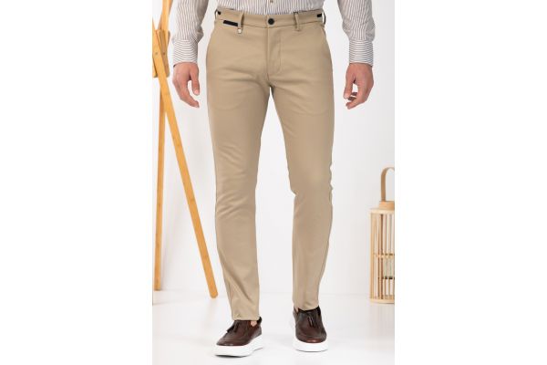 Men's Beige Cotton Pants Vittorio 26COMO-SAFARI