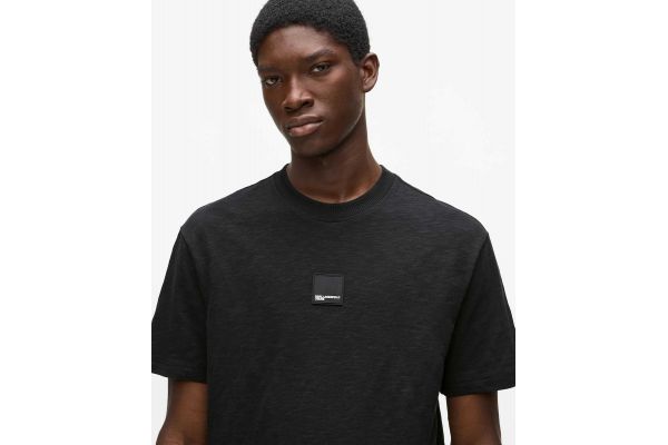 Men's Black Klj Reg Curved Hem Slub Tee Karl Lagerfeld Jeans B2M17048-999 BLACK