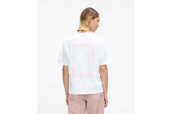 Women's White Klj Reg Ss Frame Tee Karl Lagerfeld Jeans B2W17069-100 WHITE