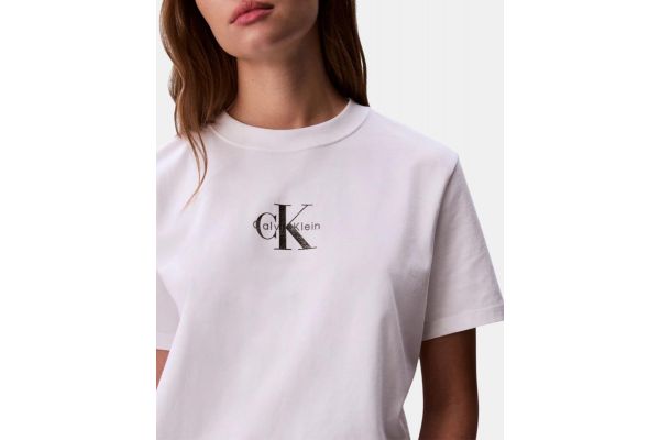 Women's White Ss 20s Classic Logo Tee Calvin Klein LV047C856G-YAF