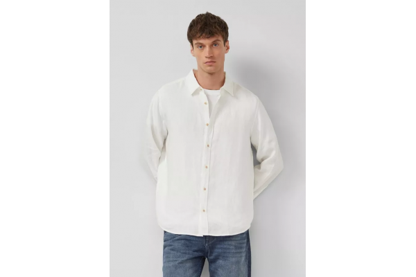 Men's White Linen Shirt S.Oliver 2176491-0200