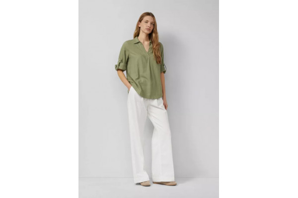 Women's Olive Green Linen Blouse S.Oliver 2178870-7900