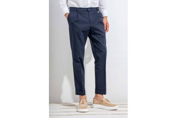 Men's Navy Blue Pants Vittorio MACERIN-BLUE