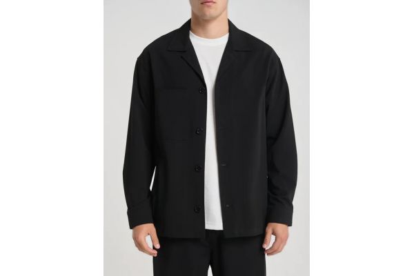 Men's Black Overshirt Royal Denim Kazuno5150-Black