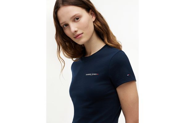 Women's Navy Blue Tjw Slim Ess Logo 1 Ss Tee Ext Tommy Jeans DW0DW23479-C1G