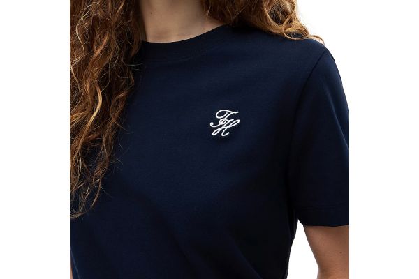 Women's Navy Blue TH Script Reg C-Nk Ss Tee Tommy Hilfiger WW0WW49941-C1G