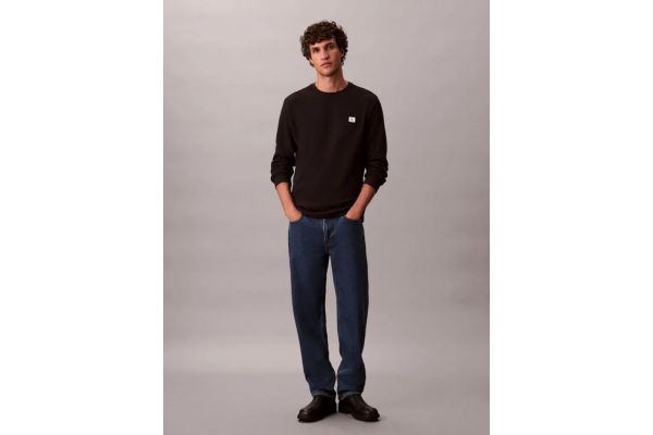Men's Black Ls Waffle Badge Crewnk Tee Calvin Klein LV040EM217-UB1