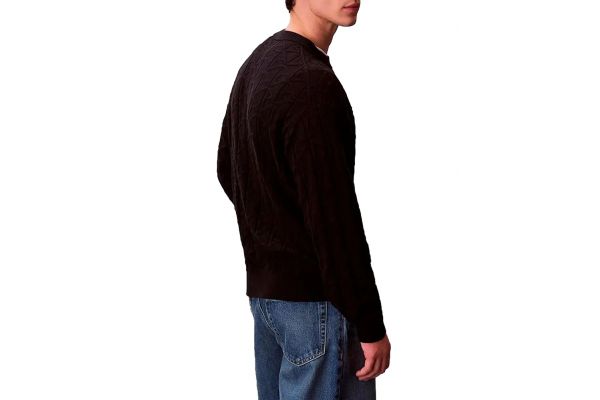 Men's Black Ls Easy Aop Cotton Crewnk Sweater Calvin Klein LV04RE301G-UB1