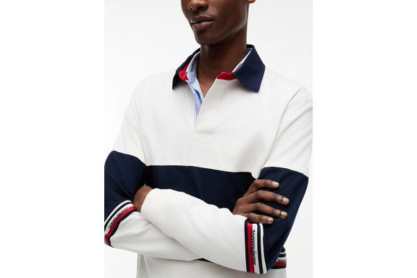 Men's Off White Tjm Rlx Cblock Rugby Shirt Tommy Jeans DM0DM23161-YBH