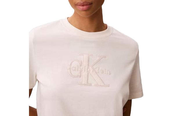 Women's White Ss Baby Terry Hero Monologo Tee Calvin Klein LV047G829G-YAS