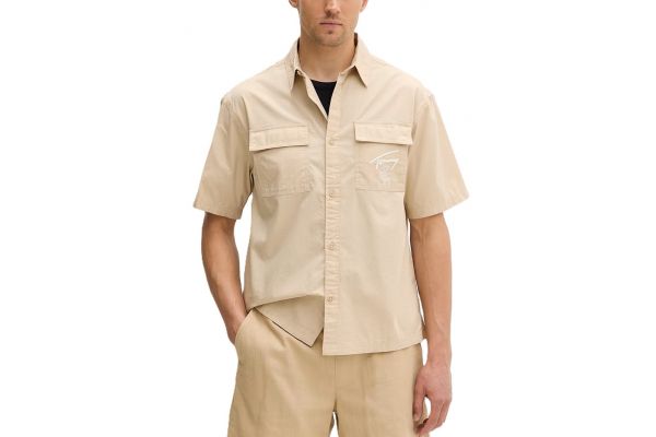 Men's Beige Tjm Boxy Skater Shirt Tommy Jeans DM0DM22816-AES