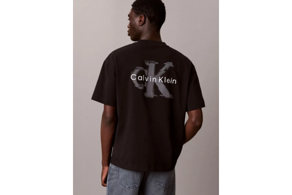 Men's Black A- Ss Oversized Emboss Monologo T-shirt Calvin Klein LV04RAB806-UB1