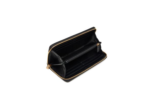 Women's Black Raised CK Long Zip Around Wallet Calvin Klein LV04F1077G-UB1
