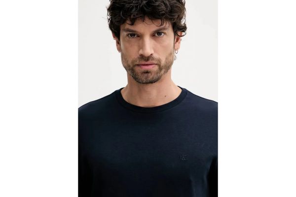 Men's Navy Blue Ss Supima Chest Emb Crewneck Tee Calvin Klein LV04LB275G-CEF