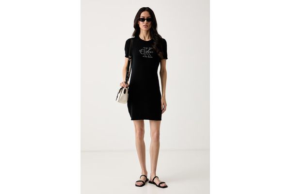 Γυναικείο Κοντομάνικο Φόρεμα Μαύρο Calvin Klein LV047G333G-UB1