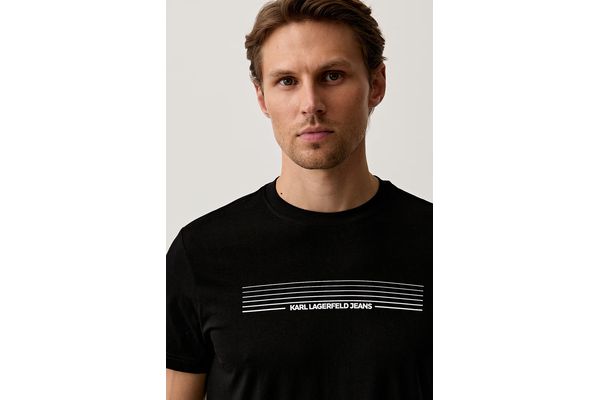 Men's Black KLJ SLIM STRIPES LOGO TEE Karl Lagerfeld Jeans B3M17001-999 Black
