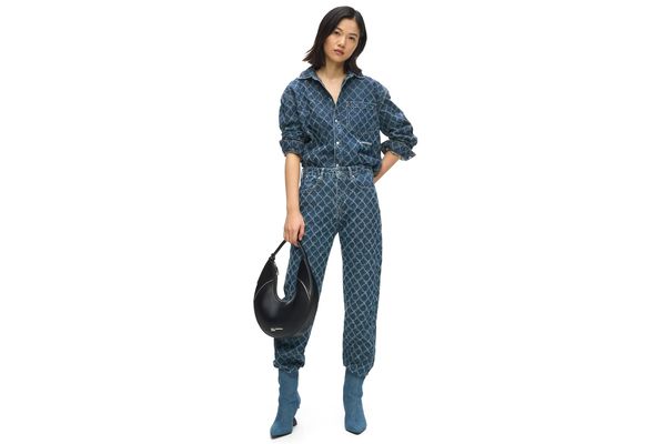 Women's Blue KLJ ARGYLE DENIM SHIRT Karl Lagerfeld Jeans B3W11008-A39 Argyle