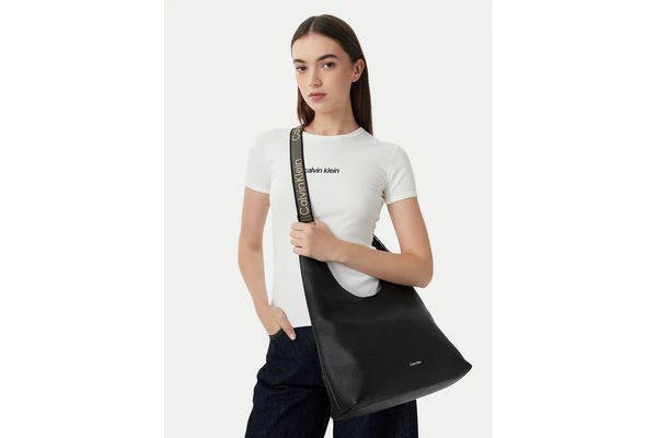 Women's Black Webbing Adj Strap Large Shoulder Bag Calvin Klein LV04F3643G-UB1