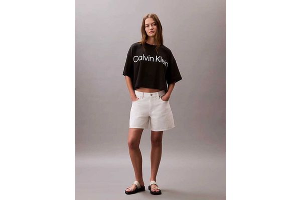 Women's Black A-Ss Boxy Logo Graphic Tee Calvin Klein LV047G839G-UB1