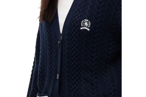 Women's Navy Blue TJW RWB Tipping Ovs Cardigan Tommy Jeans DW0DW22934-C1G