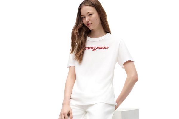 Women's White TJW RLX Script SS Tee Tommy Jeans DW0DW22812-YBL