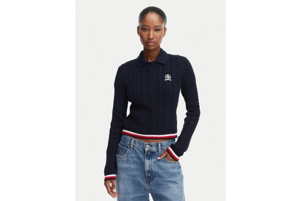 Women's Navy Blue TJW RWB Tipping Sweater Tommy Jeans DW0DW22933-C1G