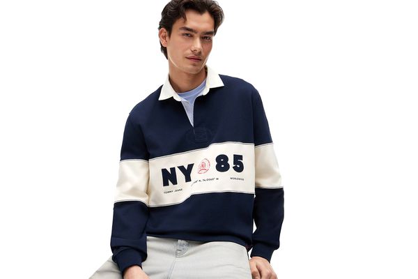 Men's Navy Blue Tjm Rlx Panel Rugby Shirt Tommy Jeans DM0DM23162-C1G