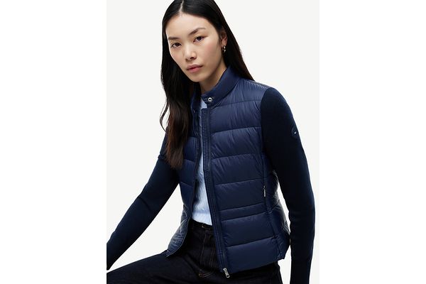 Women's Navy Blue LW Down Knit Mix Jacket Tommy Hilfiger WW0WW51095-C1G