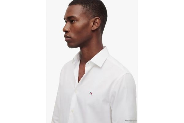 Men's White CL Solid with Contrast Shirt Tommy Hilfiger MW0MW43749-YBR