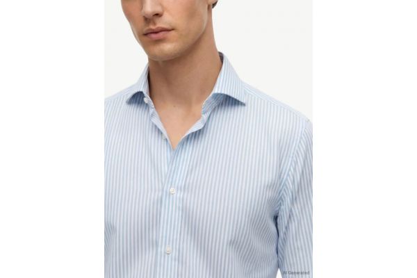 Men's Light Blue DC Flex Collar Clssc Strp Shirt Tommy Hilfiger MW0MW42722-C14