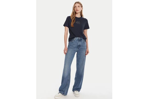 Women's Black Ss Classic Foil Monologo Tee Calvin Klein LV047D873G-UB1