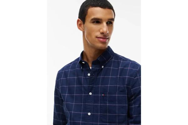 Men's Navy Blue Heritage Oxf Seas Check Rf Shirt Tommy Hilfiger MW0MW44574-0MS