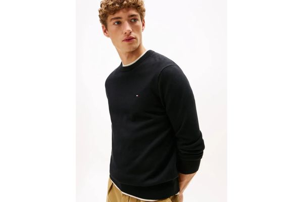 Men's Black Pima Org Ctn Cashmere Crew Neck Jumper Tommy Hilfiger MW0MW28046-BDS