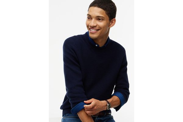 Men's Navy Blue Pima Ctn Cash Structure Crewneck Jumper Tommy Hilfiger MW0MW44759-DW5