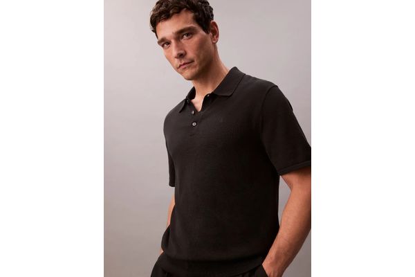 Men's Black Ss Supima Cotton Polo 14GG Calvin Klein LV04LC326G-UB1