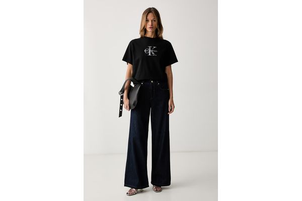 Women's Black SS BOXY HAND DRAWN MONOLOGO TEE Calvin Klein LV047H802G-UB1