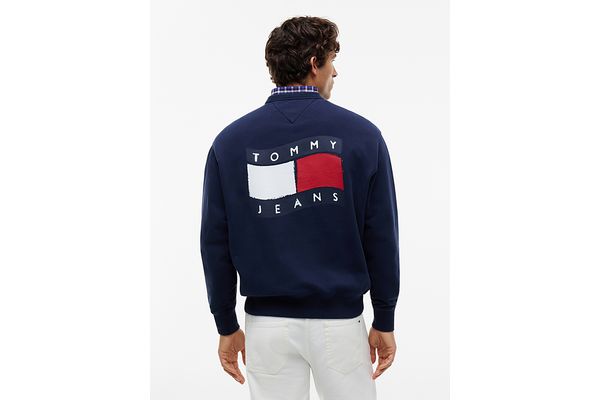 Men's Navy Blue TJM RLX WAVY FLAG SWEATSHIRT Tommy Jeans DM0DM23590-C1G